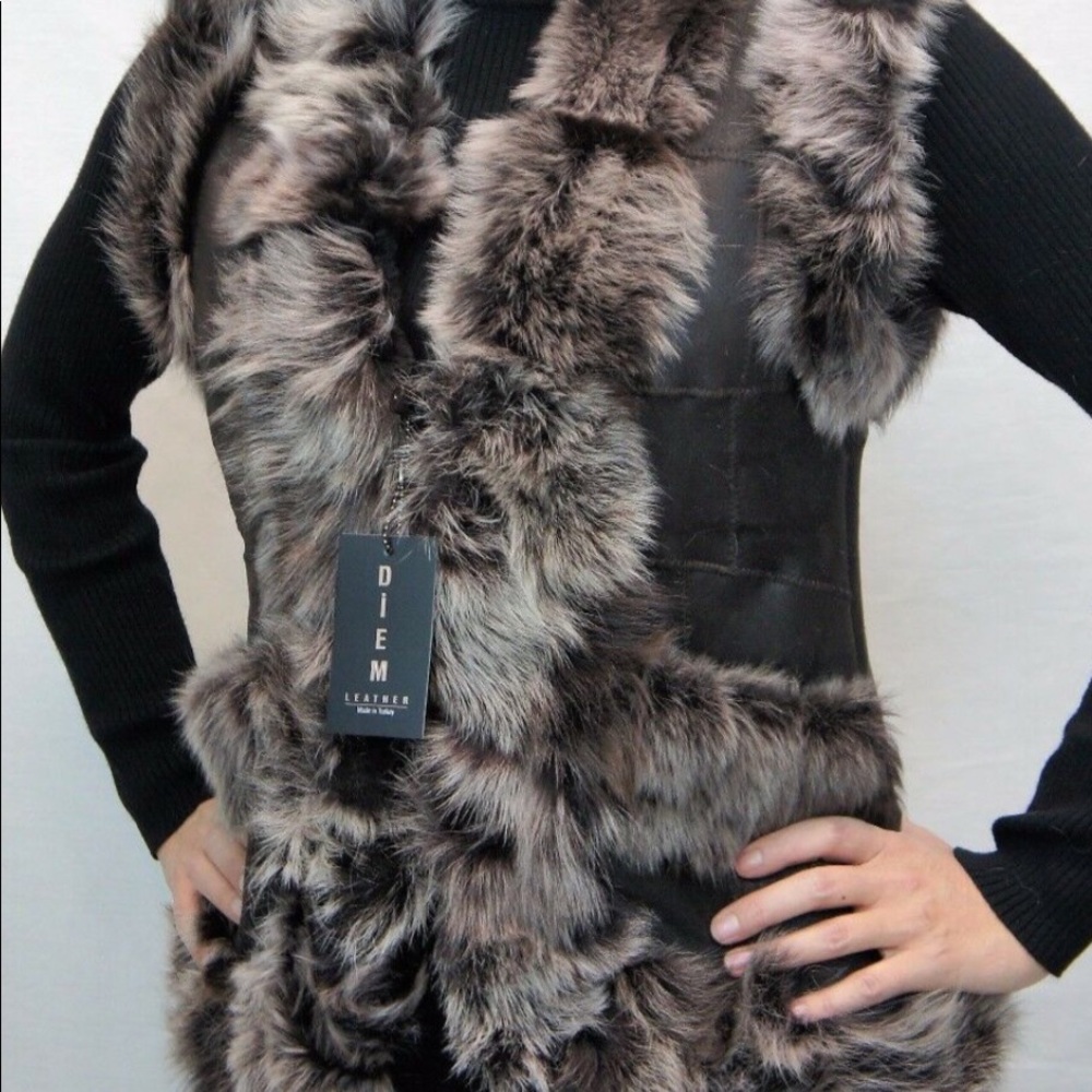 NWT Genuine Leather, fur vest.